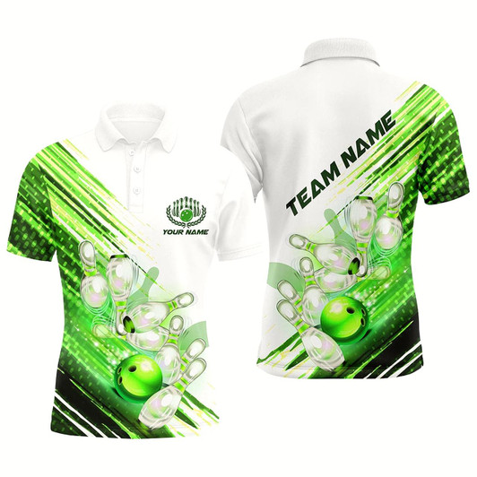 Goofygear Green Custom Bowling Shirts For Men Bowling Polo Shirts Personalized Team Bowling Jerseys