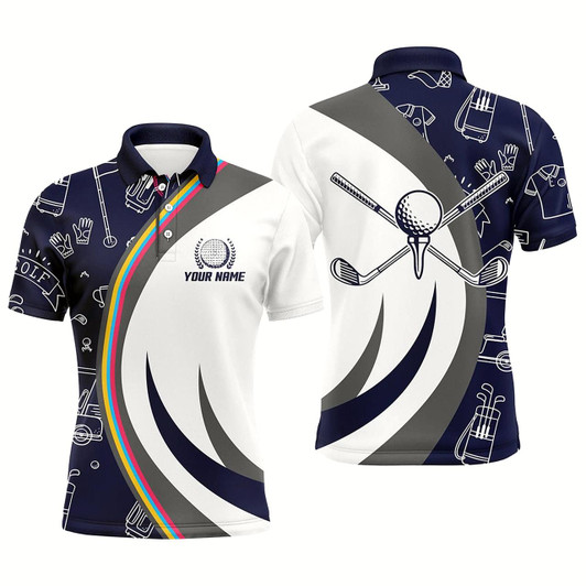Goofygear Golf Equipment Mens Golf Polo Shirts, Navy Custom Name Golf Shirts For Men, Golf Gifts