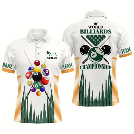 Goofygear Personalized World Billiards Championship 3D Polo Shirts For Men, Best Custom Billiard Shirts