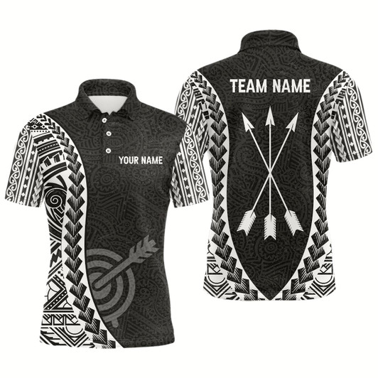Goofygear Personalized Tribal Pattern Target Archery Polo Shirts For Men, Custom Arrows Archery Team Shirts