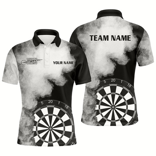 Goofygear Personalized Black White Flame Mens Darts Polo Shirts Custom Dart Jerseys For Men Dart Team Shirts