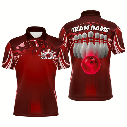 Goofygear Custom Red Bowling Tournament Bowling Polo Shirts For Men With Team Name
