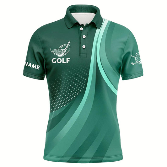 Goofygear Mens Golf Polo Shirts Custom Name Green Golf Shirt, Tournament Golf Tops For Mens, Golf Gift