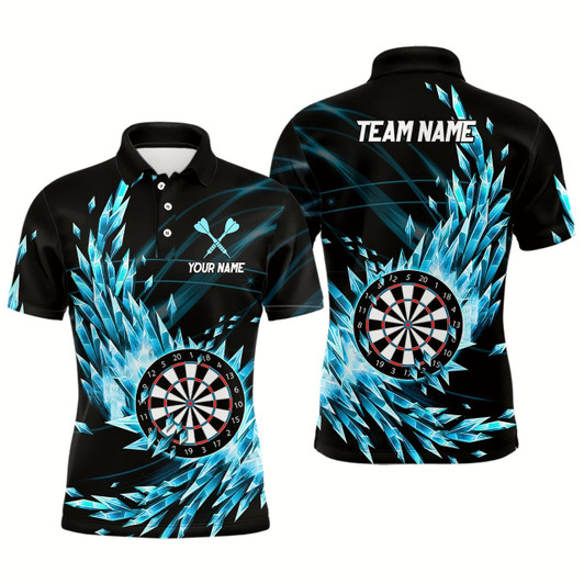 Goofygear Personalized Blue Frozen Icy Darts Polo Shirts Customized Dart Shirts For Men Darts Team Jerseys