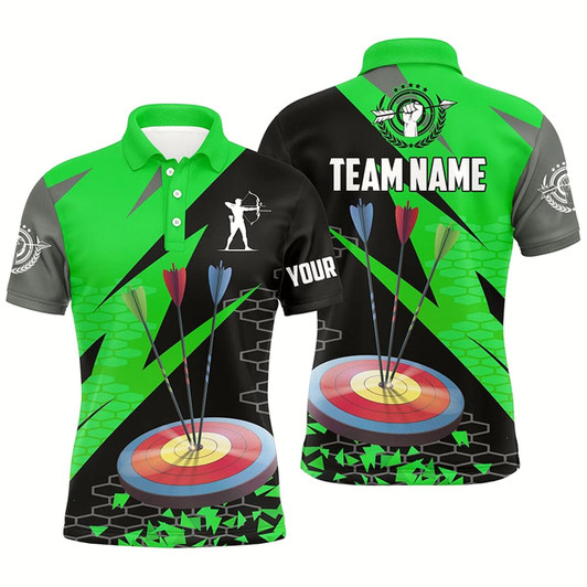 Goofygear Personalized Archery Arrows 3D Polo Shirts For Men Custom Hunting Bow Archery Jerseys Shirts Green