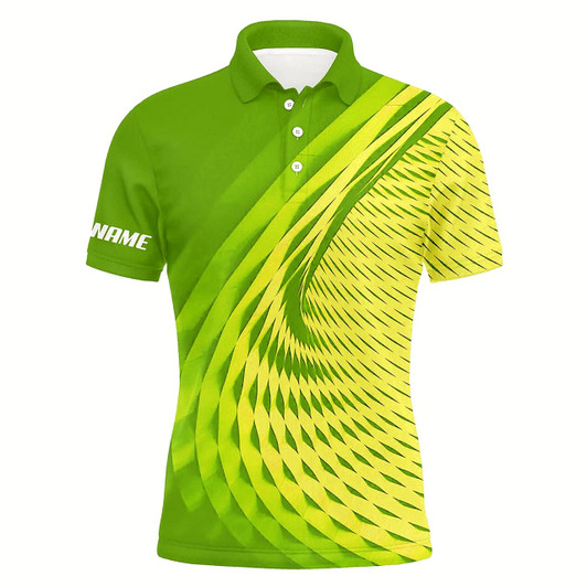 Goofygear Mens Golf Polo Shirts Custom Green Pattern Sport Male Golf Attire For Men, Personalized Golf Gifts