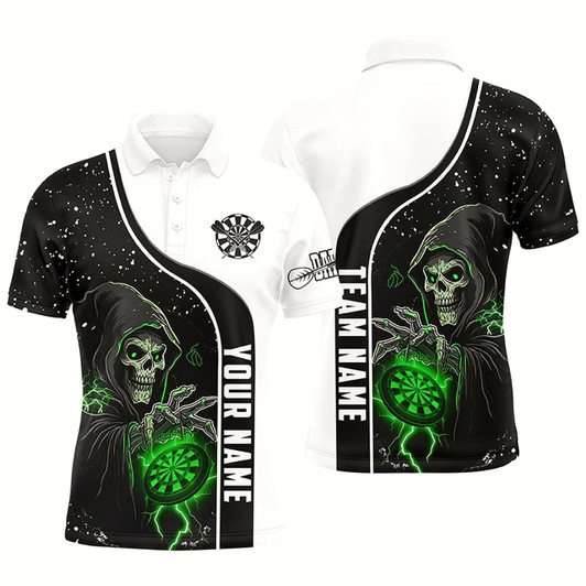 Goofygear Personalized Dart Skull Grunge Men Darts Polo Shirts Custom Darts Shirts For Team Darts Jerseys