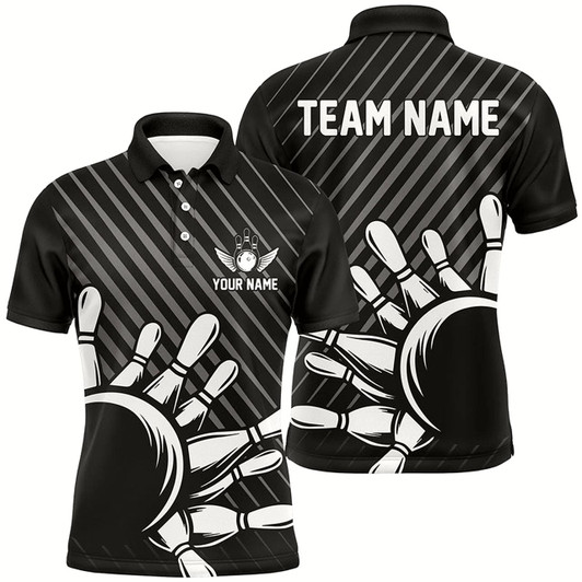 Goofygear Personalized Bowling Jersey With Name And Team Name Bowling Jersey Bowling Polo Shirt For Men Style 1