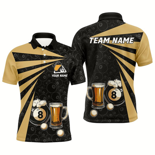 Goofygear Personalized 8 Ball Pool With Beer Men Billiard Polo Shirts Custom Billiard Beer Pool Player Shirts