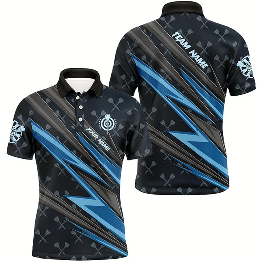 Goofygear Personalized Blue Darts Jerseys Polo Shirts For Men Custom Name Team League Darts Shirts