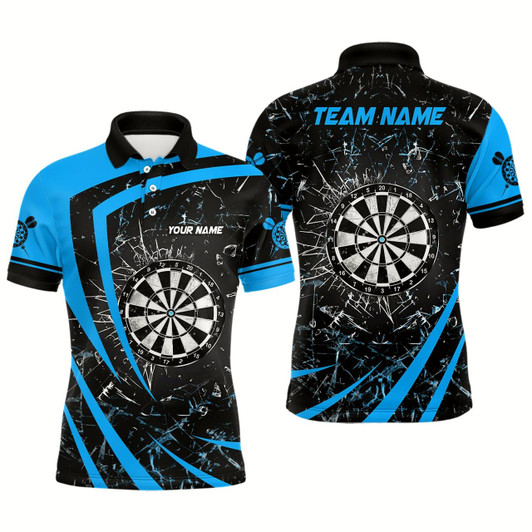 Goofygear Personalized Blue Glass Break Dart Polo Shirts Custom Dart Shirts For Men Dart Team Shirts