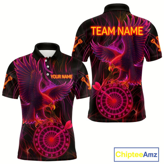 Goofygear Purple Neon Eagle Dartboard Custom Darts Polo Shirt For Men - Darts Team Jersey