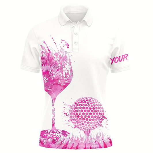 Goofygear Pink Tie Dye Golf Wine Mens Golf Polo Shirts Custom Golf Attire For Men, Personalized Golf Gifts