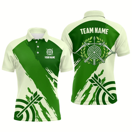 Goofygear Personalized Green Jerseys Archery Men Polo Shirts Custom Archery Target Shirts, Archery Jerseys