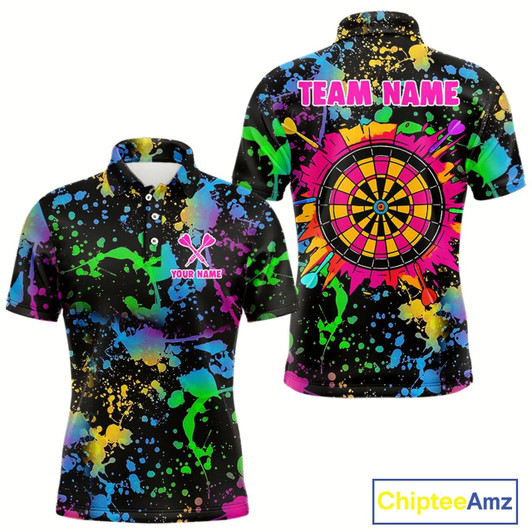 Goofygear Custom Colorful Dartboard Funny Dart Polo Shirts For Men, Dart Team Jerseys