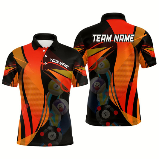 Goofygear Personalized 3D Orange Billiard Balls Polo Shirts For Men Custom Billiard Pool League Shirts Style 1