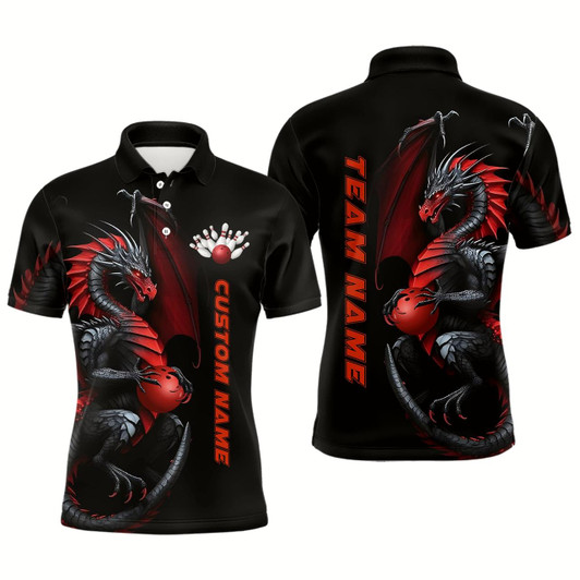 Goofygear Customized Dragon Bowling Polo Shirts Men Team Bowling Jerseys Bowler Outfit Bowling Apparel
