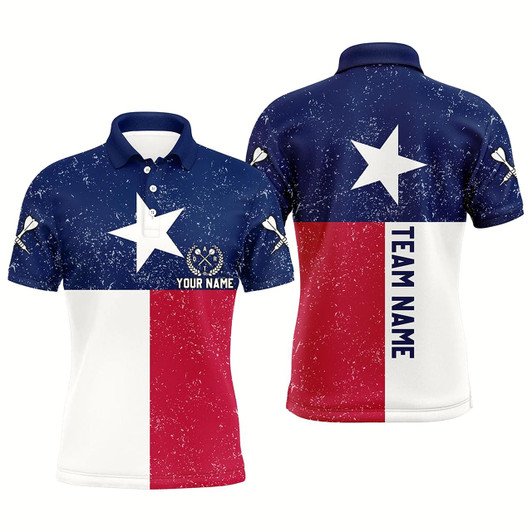 Goofygear Customized Grunge Texas Flag Darts Men Polo Shirts, Patriotic Texas Darts Jerseys For Dart Players