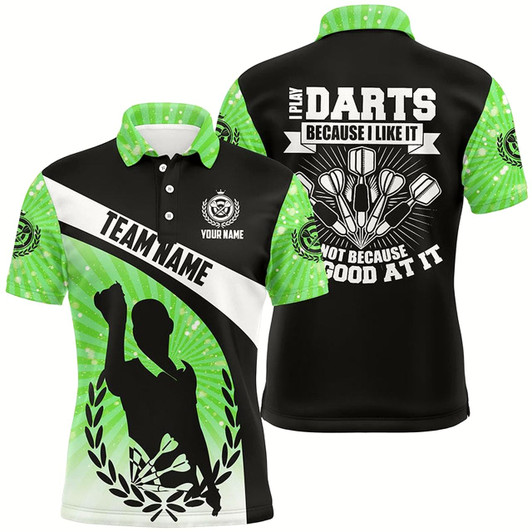 Goofygear I Play Darts Because I Like It Green Halo Mens Dart Polo Shirt Custom Dart Jerseys For Men Style 2
