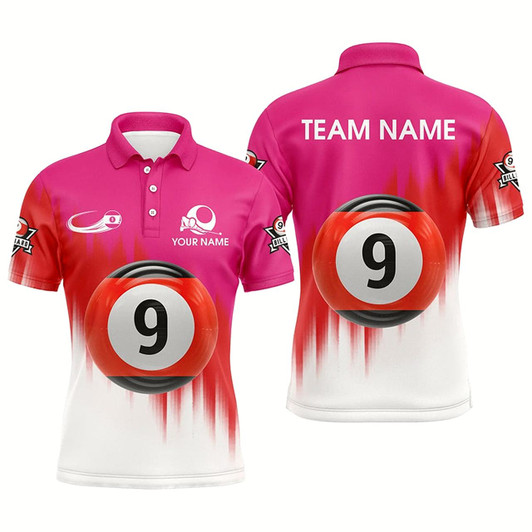 Goofygear Personalized Billiard 9 Ball 3D Polo Shirts For Men, Custom Championship Billiard Shirts Style 1