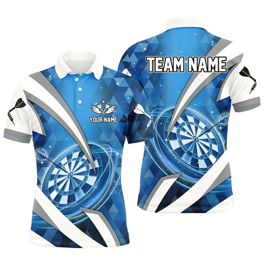 Goofygear Personalized Blue Jerseys Darts Board 3D Men Darts Polo Shirts Custom Team League Darts Shirts