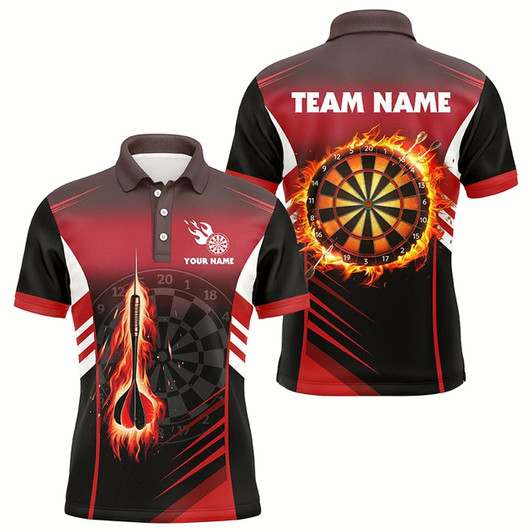 Goofygear Personalized Darts Fire Arrow Men Darts Polo Shirts Custom Flame Darts Shirts Darts Jersey Red Style 2