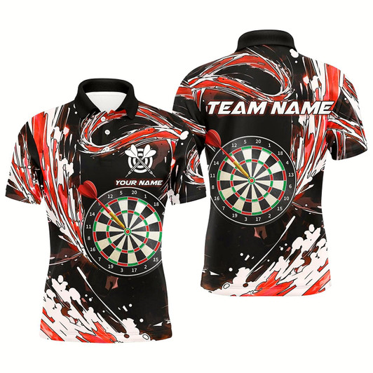 Goofygear Personalized Red Waves 3D Dart Board Polo Shirts Custom Dart Shirts For Men Dart Jerseys