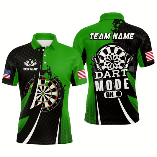 Goofygear Personalized Green Dart Mode On Men Darts Polo Shirts Custom Name Darts Jersey Team Shirts