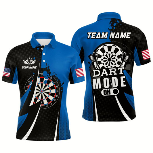 Goofygear Personalized Blue Dart Mode On Men Darts Polo Shirts Custom Name Darts Jersey Team Shirts