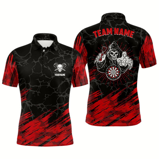 Goofygear Personalized 3D All Over Print Mens Skull Darts Polo Shirt Red Black Dart Jerseys For Men