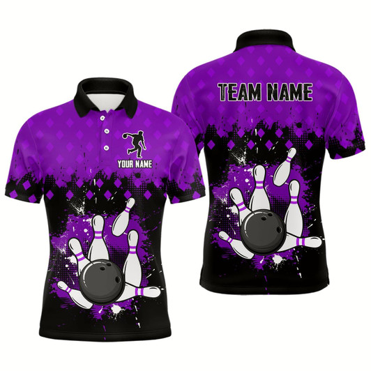 Goofygear Purple Bowling Jersey Men Custom Bowling Shirts Unisex Polo Bowling Team Shirt Style 2