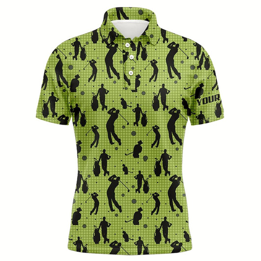 Goofygear Mens Golf Polo Shirts Custom Name Green Mens Golf Pattern, Golf Attire For Mens Style 1