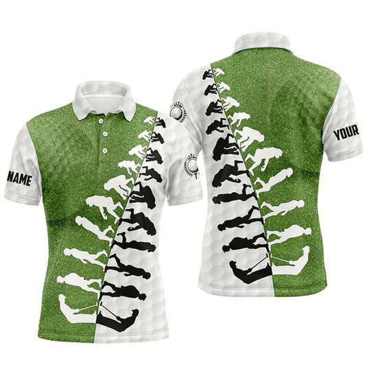 Goofygear Mens Golf Polo Shirts Custom Green And White Golf Evolution Golf Shirts, Best Mens Golf Wears