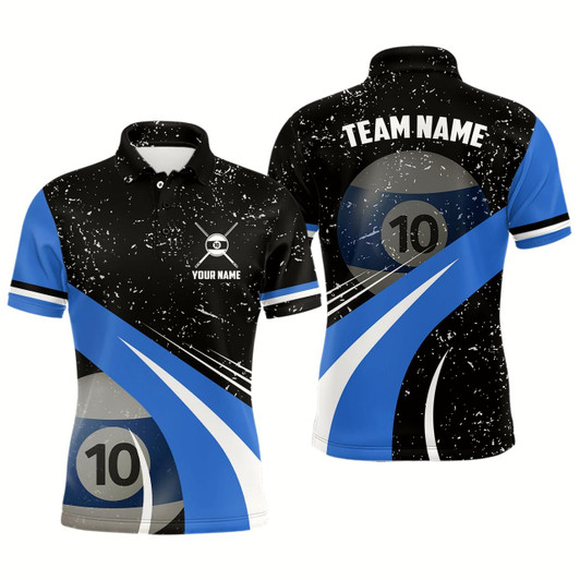 Goofygear 10 Ball Pool Billiard Jerseys Grunge Style Custom Men Billiard Polo Shirts, 10 Ball Pool Shirts