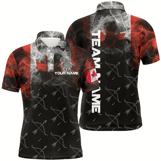 Goofygear Personalized Vintage Smoke Canadian Flag Archery 3D Polo Shirts For Men Custom Bows Archery Jerseys