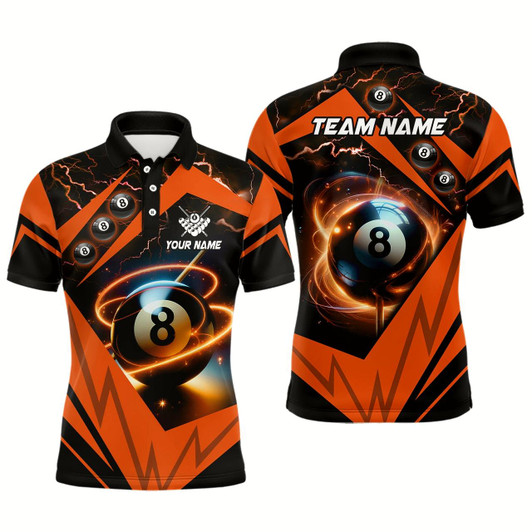 Goofygear Orange 8 Ball Pool Billiard Jersey For Men Custom Billiard Polo Shirts Team League Billiard Shirts