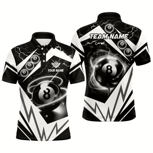 Goofygear White 8 Ball Pool Billiard Jersey For Men Custom Billiard Polo Shirts Team League Billiard Shirts