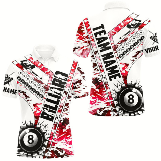 Goofygear Cracky Billiard 8 Ball Pool With Camo Men Polo Shirts Custom Team League Billiard Shirts Red