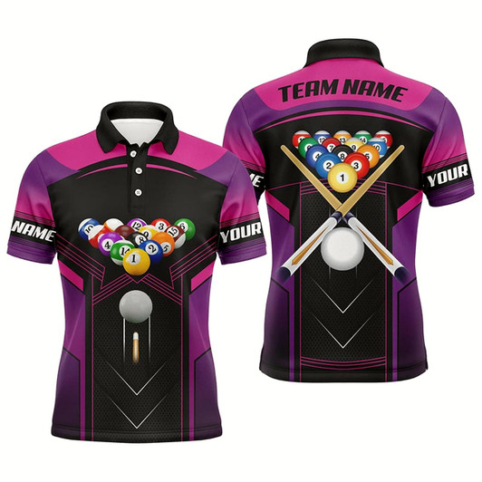 Goofygear Custom Billiard Jerseys For Men, Personalized Billiard Balls Team Polo Shirts For Pool Player