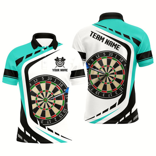 Goofygear Personalized Dartboard Turquoise Jerseys Men Darts Polo Shirts Custom Darts Uniform For Team Player