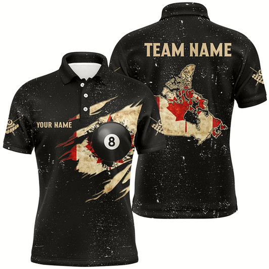 Goofygear Personalized Retro Canada Flag Billiard Men Polo Shirts Custom Patriotic Billiard Jerseys Uniform