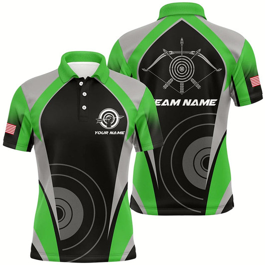 Goofygear Personalized Green Archery Jerseys Polo Shirts For Men Best Custom Archery Uniform For Team Style 1