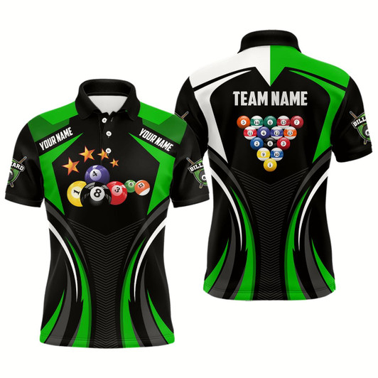 Goofygear Personalized Name Green Billiard Jerseys For Men Custom 3D Billiard Polo Shirts For Team Player