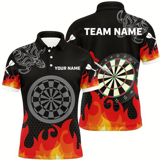 Goofygear Personalized Flame 3D Dartboard Dart Polo Shirts For Men, Dart Apparel Custom Dart Team Jerseys Style 1