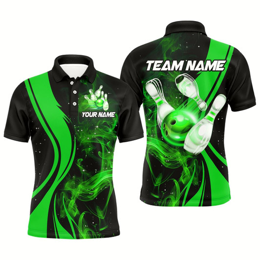 Goofygear Green Bowling Shirt Personalized Men & Bowling Team Jersey Bowling Polo Shirts