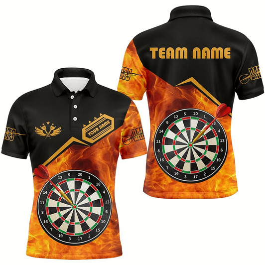 Goofygear Personalized Darts Fire 3D Printed Men Darts Polo Shirts Custom Darts Board Jerseys Attire