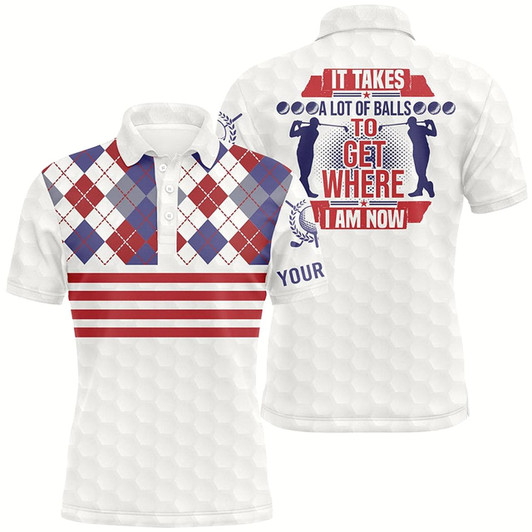 Goofygear It Takes A Lot Of Balls Argyle Pattern Mens Golf Polos Customized Golf Shirts For Men Golf Gifts