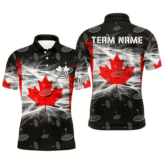 Goofygear Personalized Canadian Flag Dart Polo Shirts For Men Custom Patriotic Canada Dart Team Jerseys