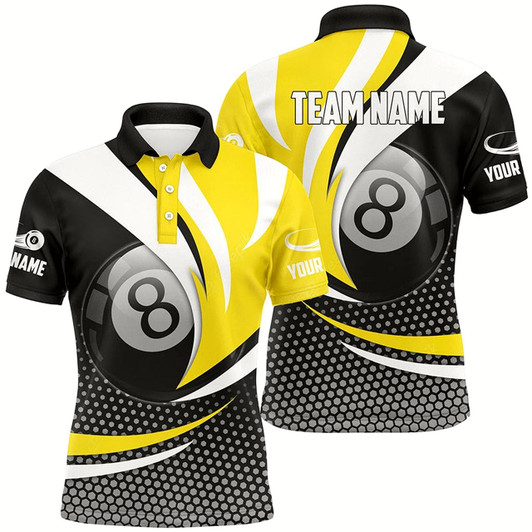 Goofygear Personalized 8 Ball Billiard Yellow Version 3D Polo Shirts For Men Best Custom Gifts For Pooler