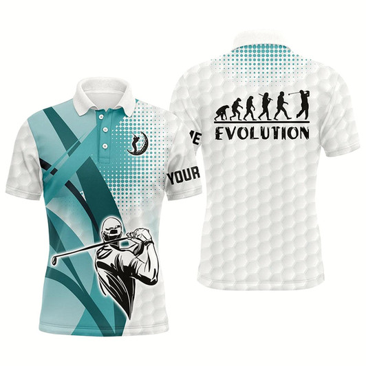 Goofygear Blue And White Mens Golf Polo Shirts Custom Golf Ball Skins Golf Evolution Golf Tops For Mens